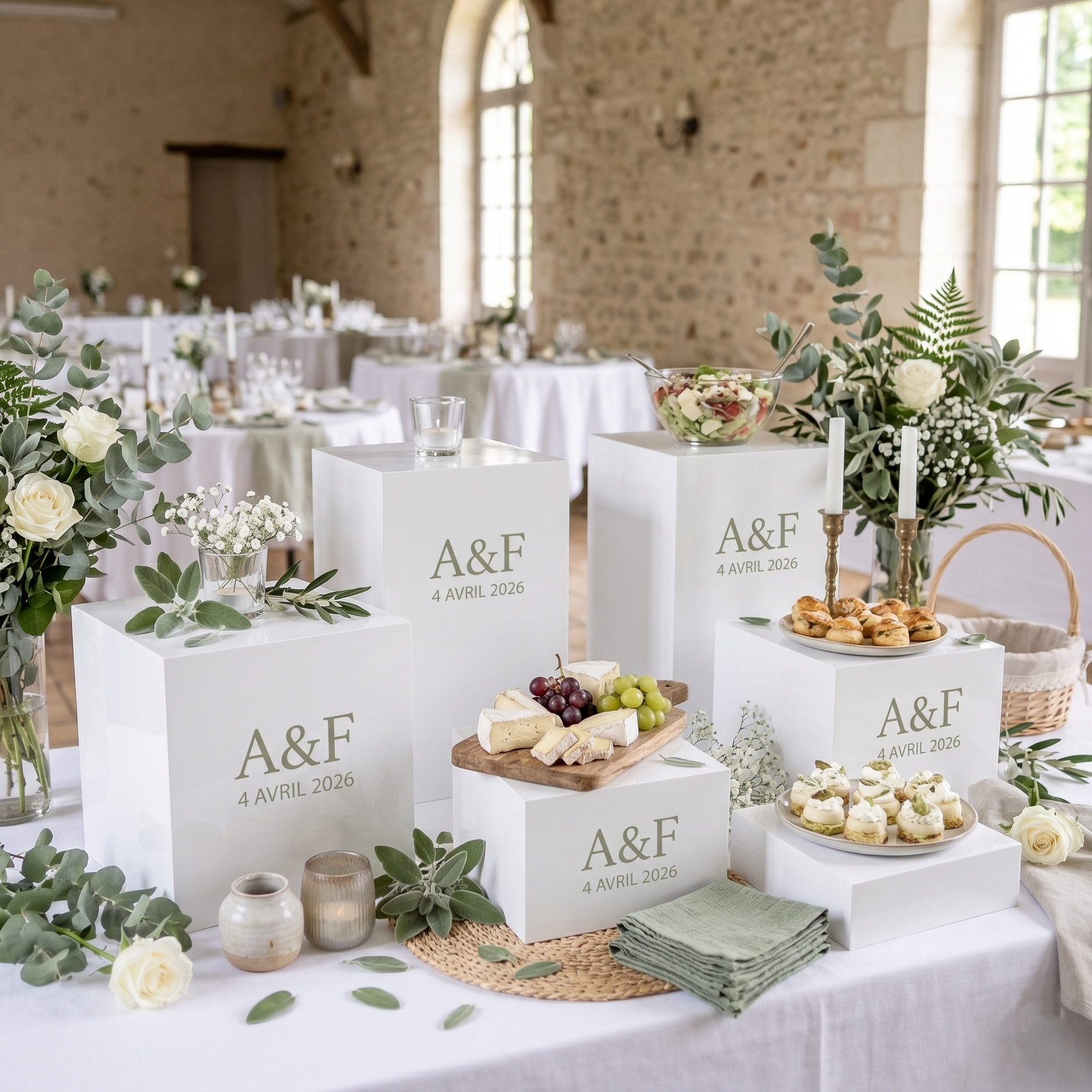 Lot de 7 cubes en plexi blanc